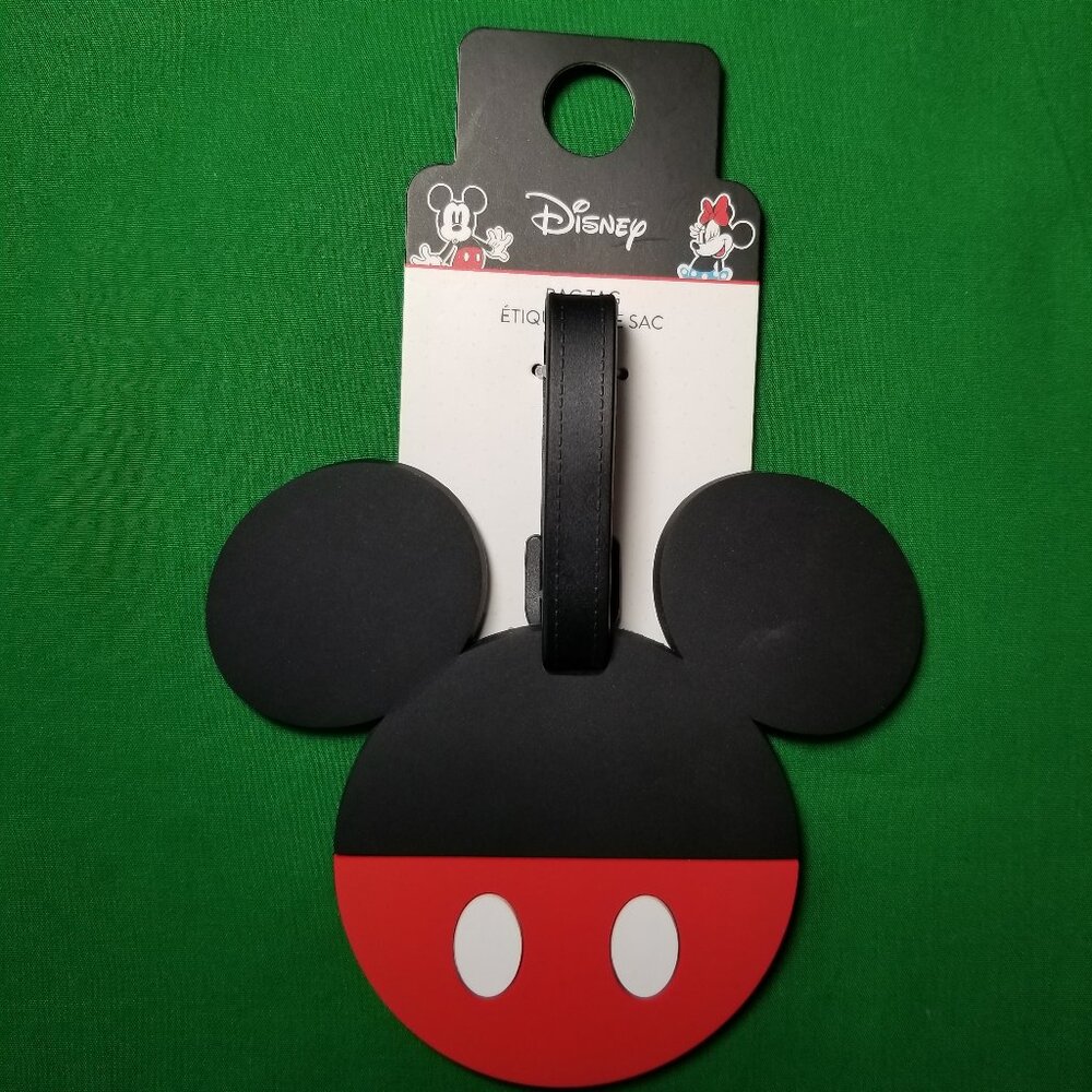 Disney Mickey Mouse Ears Luggage Tag Rubber Travel Vacation NWT
